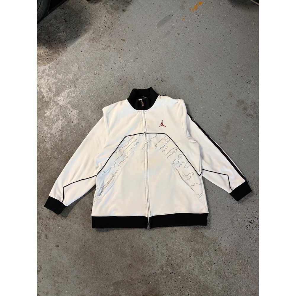 Vintage Y2K Jordan Brand XX2 White Black Full Zip Track Jacket Lg Jumpman Logo